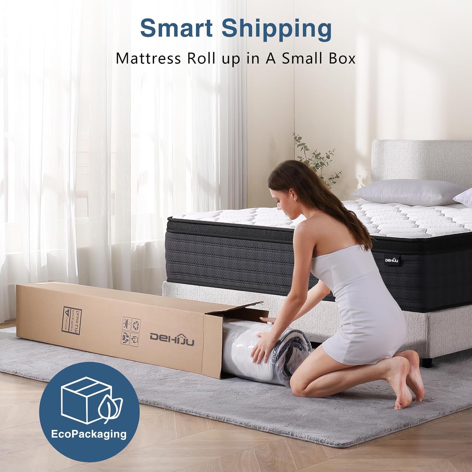Twin Size Mattress, 10 Inches Hybrid Memory Foam Twin Mattress in a Box, Pressure Relief, Medium Firm, Certipur-Us