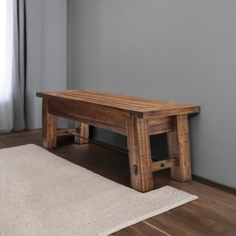 Durango Rustic Farmhouse Style 60-Inch Wood Bench - Industrial Modern Accent Furniture with Solid Wood Seat for Entryway, Dining Room, Hallway, Foyer, or Kitchen by