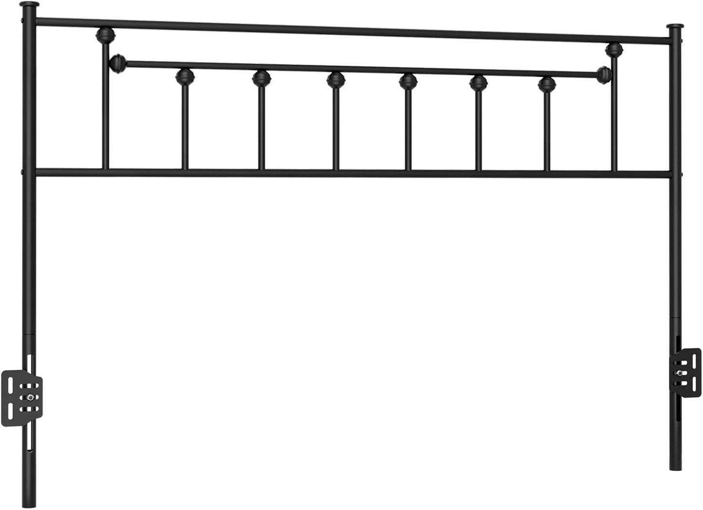 Metal Full Size Headboard, Adjustable Height, Full Headboard Only for Bedroom, Rustic Farmhouse Style, Attach Frame, Easy Assembly, Black