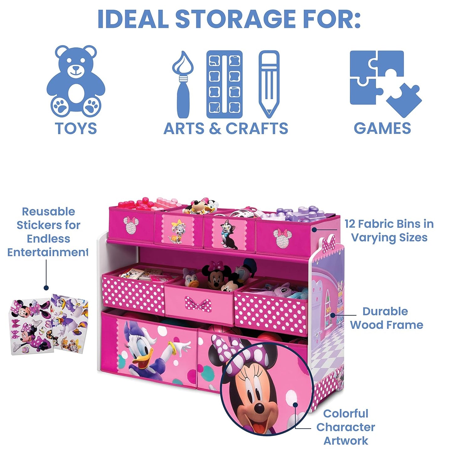 Disney Minnie Mouse Deluxe 9 Bin Design and Store Toy Organizer by , Greenguard Gold Certified