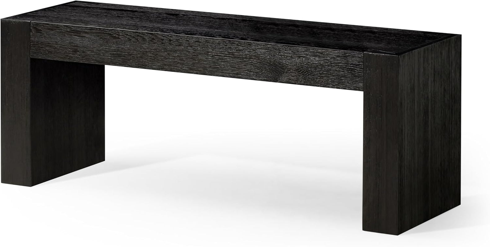 Zeno Contemporary Wooden Backless Bench Seating for Modern Dining, Kitchen Table, Entryway, Foyer, or Lobby in Weathered Black Finish