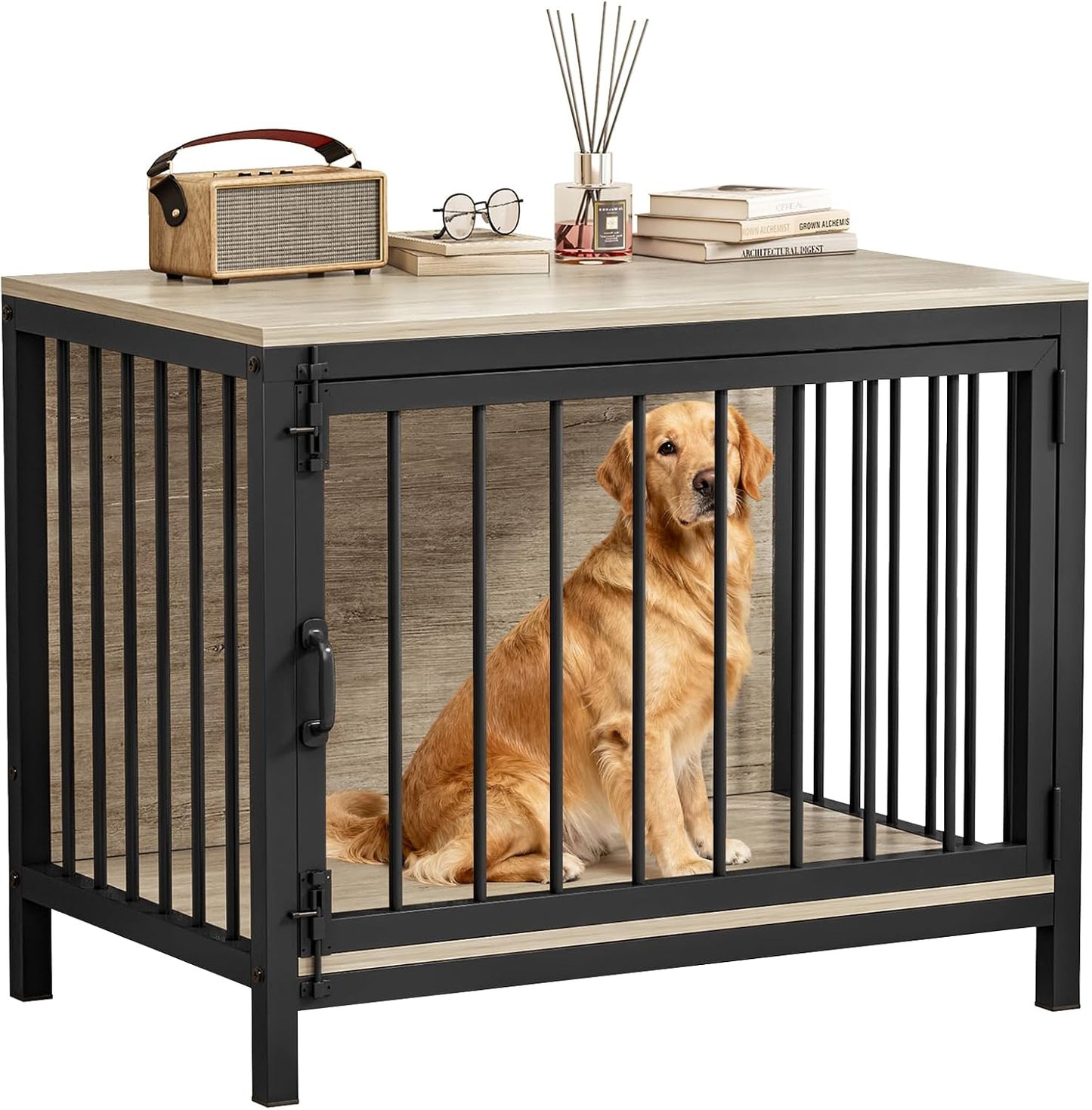 31" Dog Crate Furniture for Small and Medium Dogs, Heavy Duty Wooden Dog Kennel Furniture for Indoor Use, Decorative Pet Cage End Table Fits All Decor Styles, Sleek & Stylish
