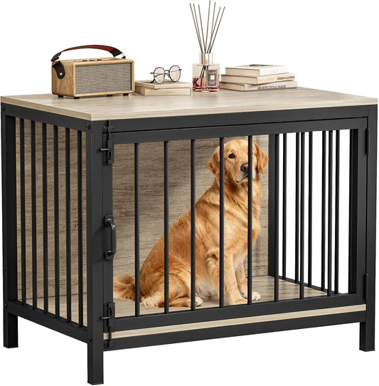 31" Dog Crate Furniture for Small and Medium Dogs, Heavy Duty Wooden Dog Kennel Furniture for Indoor Use, Decorative Pet Cage End Table Fits All Decor Styles, Sleek & Stylish