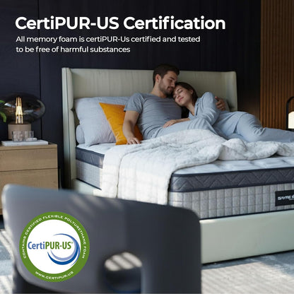 Sayre 12 Inch Queen Memory Foam Mattress in a Box – Cooling Gel Infused, Medium Firm Support, Certipur-Us & Oeko-Tex Certified, Pressure Relief Mattress for Back Pain & Motion Isolation