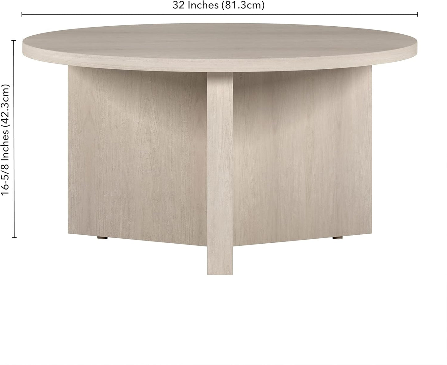32" round Wood Pedestal Coffee Table for Living Room, Family Room, Office, or Apartment, Alder White