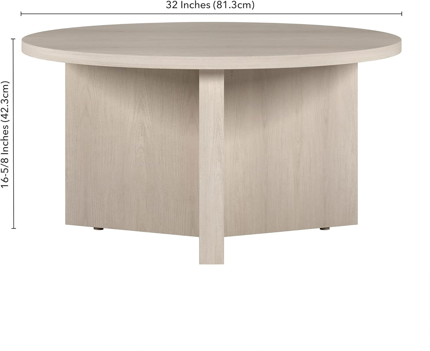 32" round Wood Pedestal Coffee Table for Living Room, Family Room, Office, or Apartment, Alder White