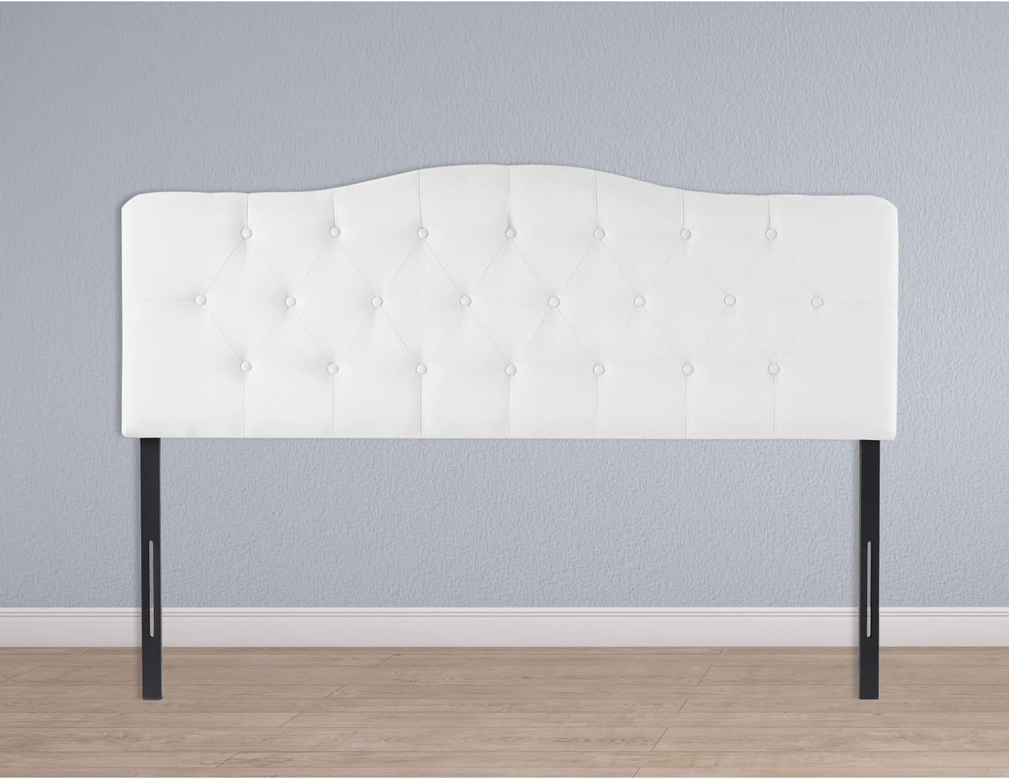 Cassandra Button Tufted Upholstered Headboard for Full & Queen – Linen Padded Panel, 12 Adjustable Height Settings, Wall or Bed Frame Mount