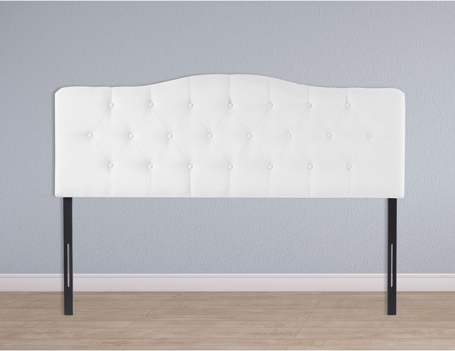 Cassandra Button Tufted Upholstered Headboard for Full & Queen – Linen Padded Panel, 12 Adjustable Height Settings, Wall or Bed Frame Mount