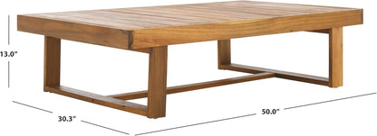 Outdoor Collection Duncan Natural Brown Slatted Top Solid Wood Coffee Table