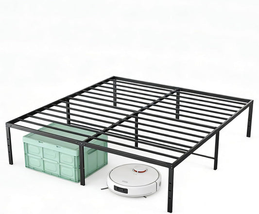 Full Size 18 Inch Platform Bed Frame, Heavy Duty Metal Foundation Frame, Noise-Free Sturdy Steel Slats, Underbed Storage, No Box Spring Needed, Quick Setup