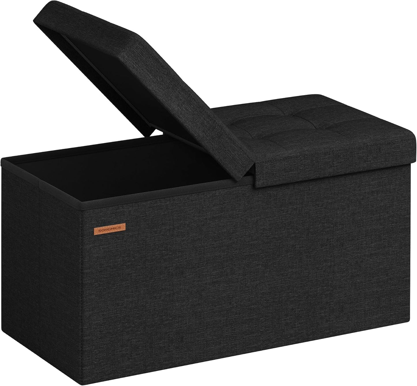 Mazie Collection - 43 Inches Storage Ottoman, Foldable Storage Bench with Flipping Lid, 660 Lb Load Capacity, for Entryway, Living Room, Bedroom, Midnight Blue ULSF076Q02