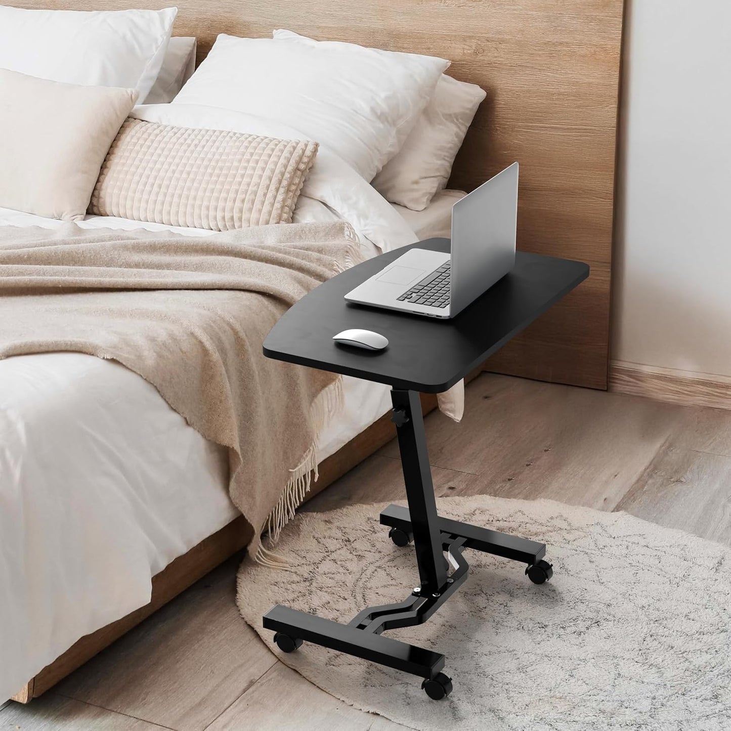 Mobile Height Adjustable Laptop Rolling Cart with Height Adjustment from 28" to 33", Black
