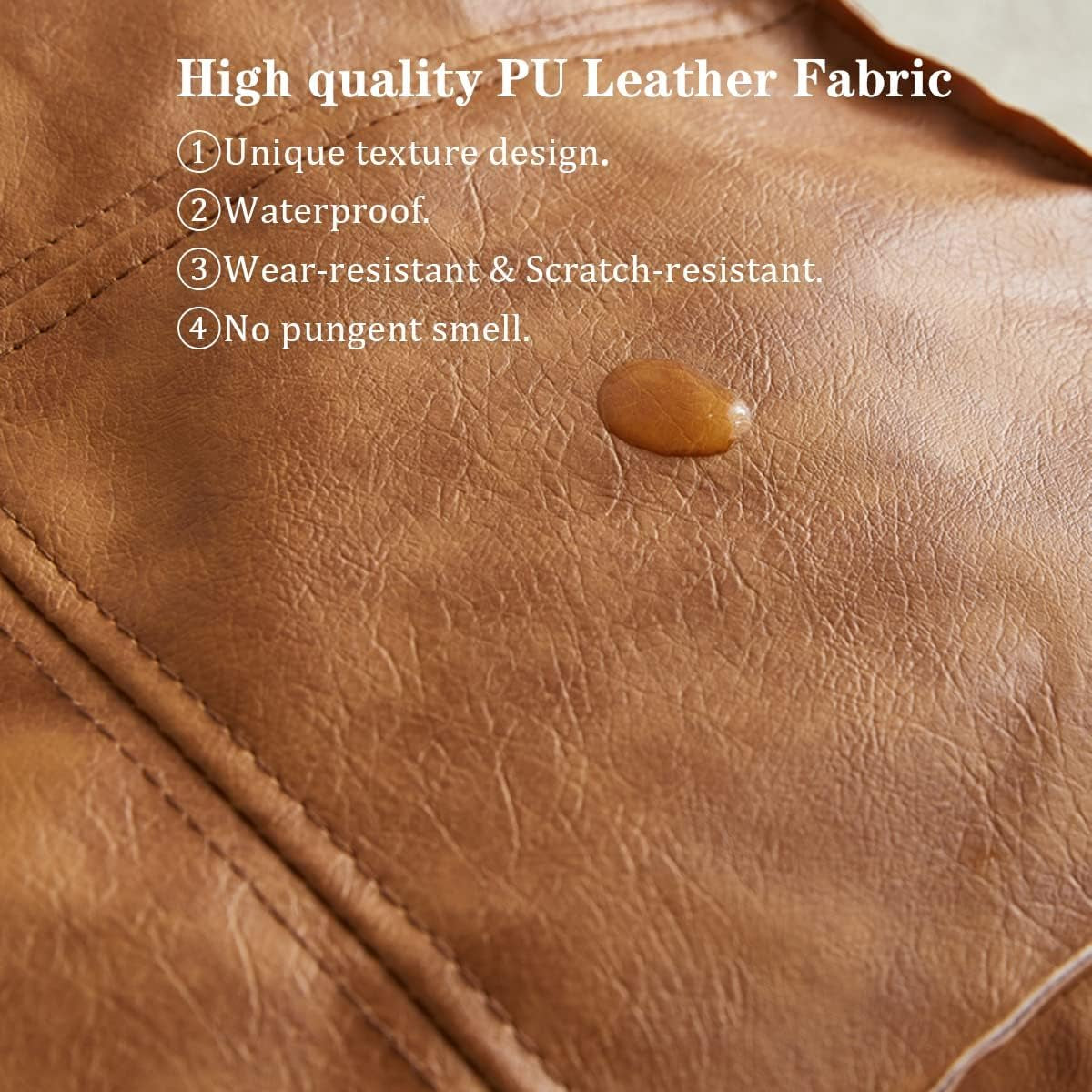 Pouf Ottoman, Unstuffed Pouf Cover, Handmade Faux PU Leather Moroccan, Orange Brown 17.7" Square, Foot Rest for Living Room, Floor Chair Gifts for Men Women, (Only Cover)