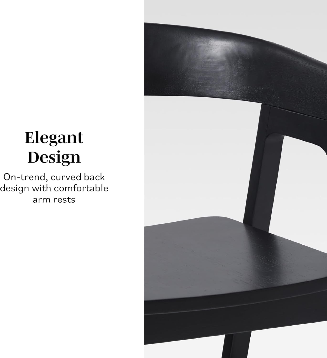 Ezra Modern Solid Wood Rounded Back Dining Chair - Black (Set of 2)