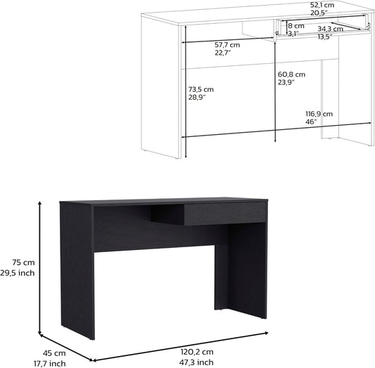 Computer Desk Harrisburg, One Drawer, Black Wengue Finish