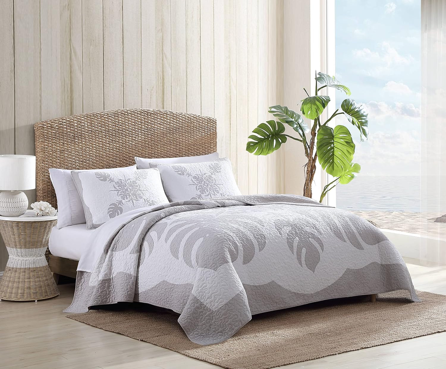 Tommy Bahama - King Sham, Cotton Bedding with Envelope Closure, Breathable Bedding Set (Molokai Grey)