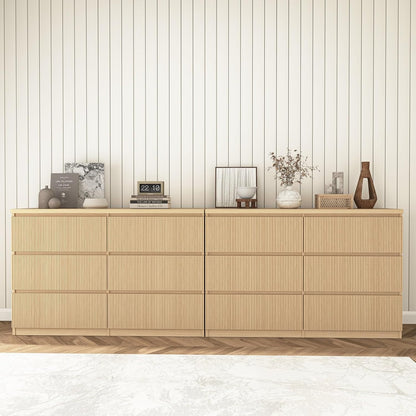 Fluted Dresser for Bedroom,48'' Modern 6 Drawer Dresser with Deep Drawer,Wide Storage Chest of Drawer,Wood Bedroom Storage Organizer Furniture for Living Room,Hallway,Closet