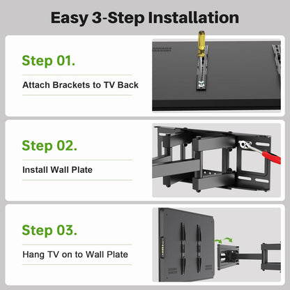 Full Motion TV Wall Mount for Most 32-70 Inch Tvs up to 99 Lbs, Wall Mount Bracket with Dual Articulating Arms, Swivel, Tilt, Max VESA 400X400Mm, TV Mount Fits 12”/16” Wood Studs
