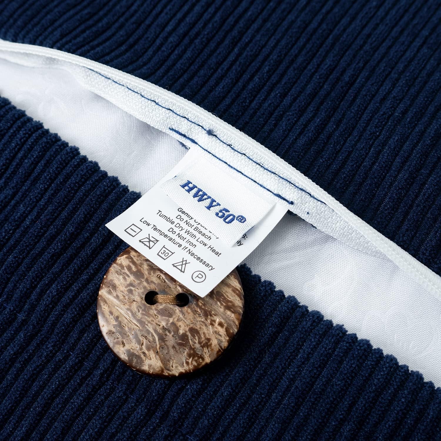 Navy Blue Chenille Throw Pillow Covers 18X18 Inch with Triple Buttons, Soft Farmhouse Accent Decorative Cushion Cases for Couch Sofa Bed Living Room Pack of 2