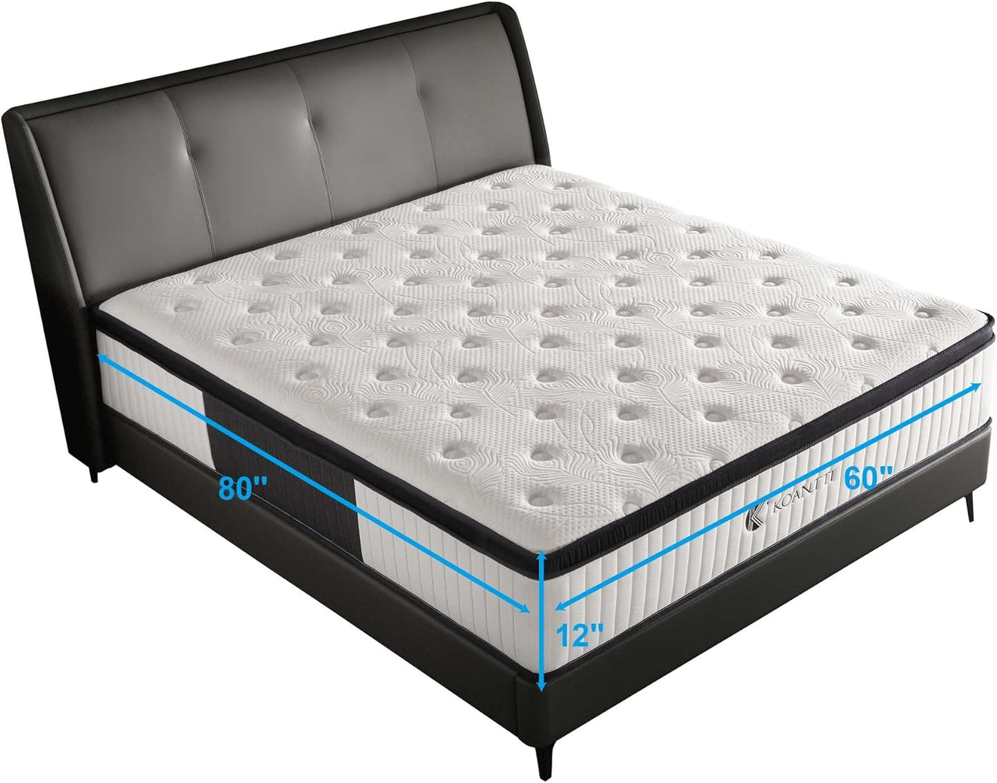Queen Mattress,12 Inch Queen Size Mattresses Memory Foam Hybrid White Mattress in a Box,With Provide Support and Improve Sleep Mattresses,Medium Firm,Certipur-Us.