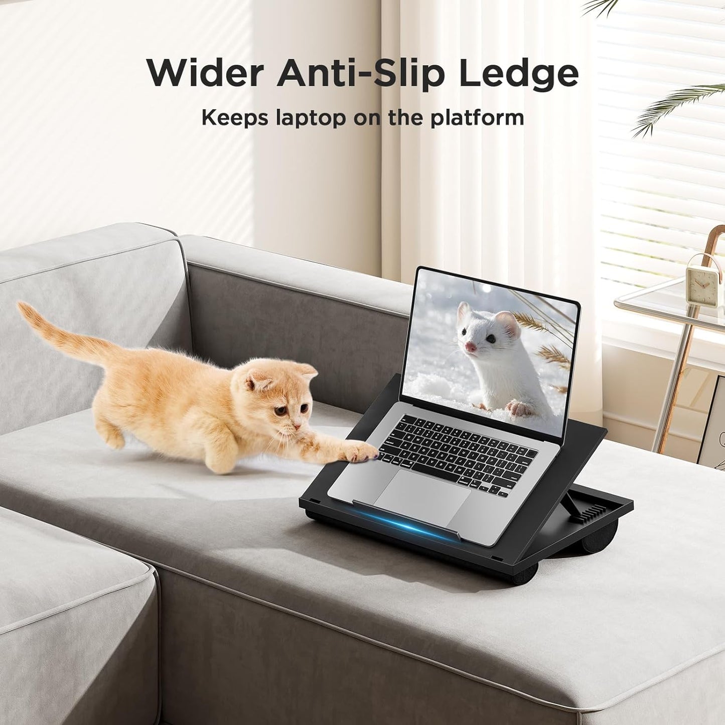 Adjustable Laptop Stand with 8 Angles - Dual Cushion Desk for Sofa, Bed, Car or Work Table by