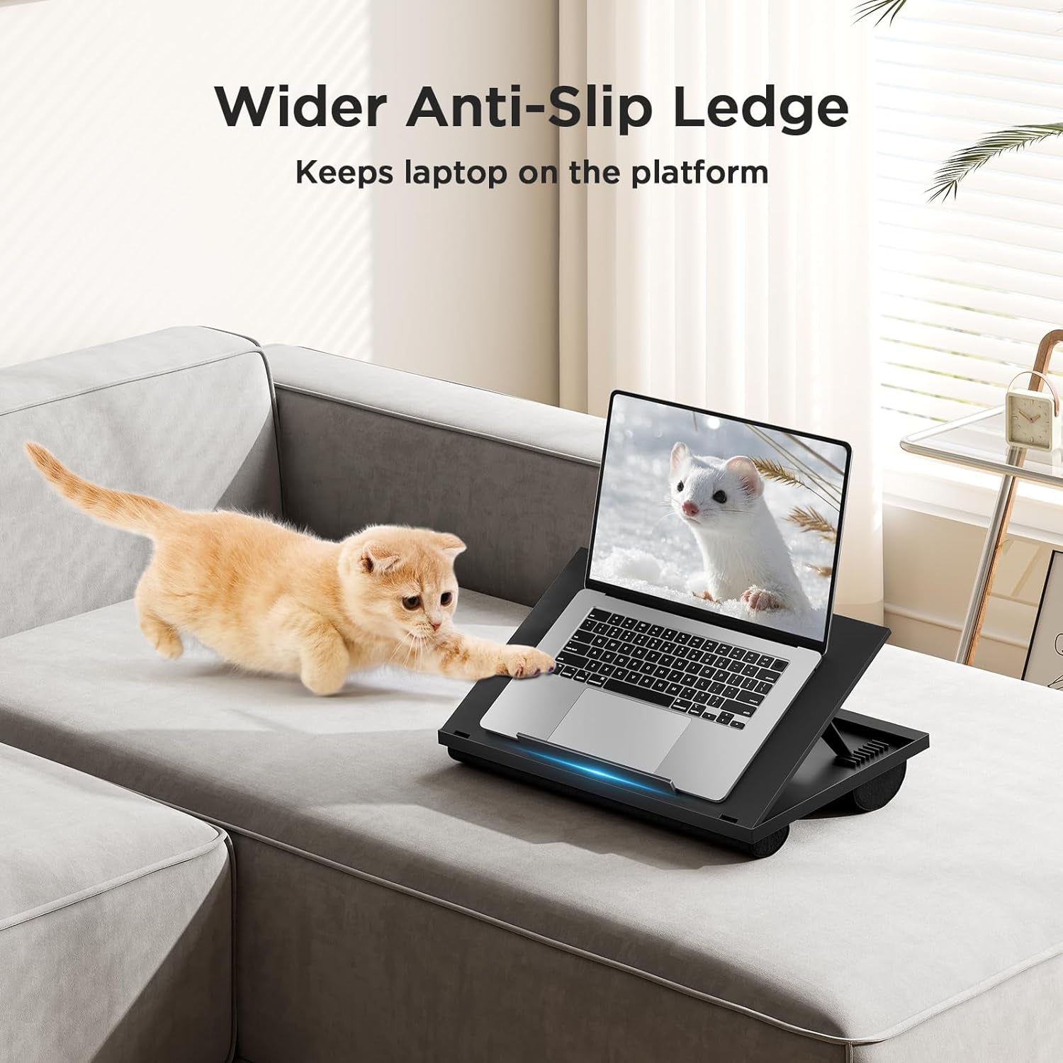 Adjustable Laptop Stand with 8 Angles - Dual Cushion Desk for Sofa, Bed, Car or Work Table by