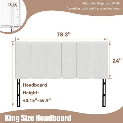 King Headboard Upholstered Headboards for King Size Bed Headboard Panels Adjustable Height Grayish White Linen Head Board