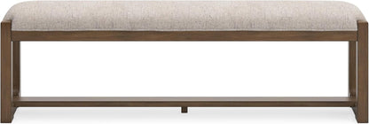Cabalynn Farmhouse Upholstered 63" Dining Bench, Beige & Light Brown