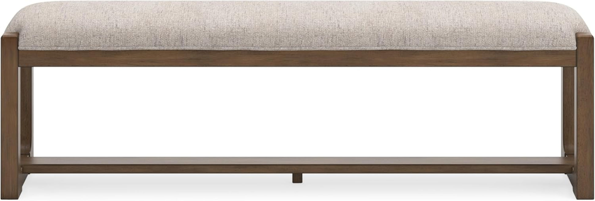 Signature Design by Ashley Cabalynn Farmhouse Upholstered Dining Bench, Foam Cushion, Hardwood Solids, 63.5" W X 16.5" D X 19.75" H, Beige & Light Brown