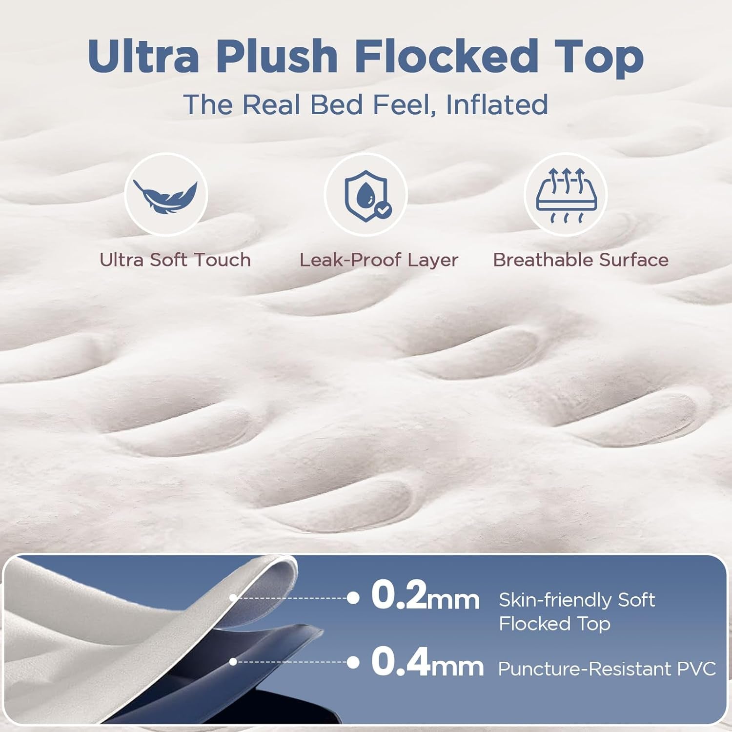 Queen Air Mattress with Built in Pump, 18" Elevated Height, 48Hr Leak-Tested, Honeycomb Coil Support, 800 Lbs Capacity, Fast 3-Min Inflation Blow up Mattress for Guest Room & Sleepover
