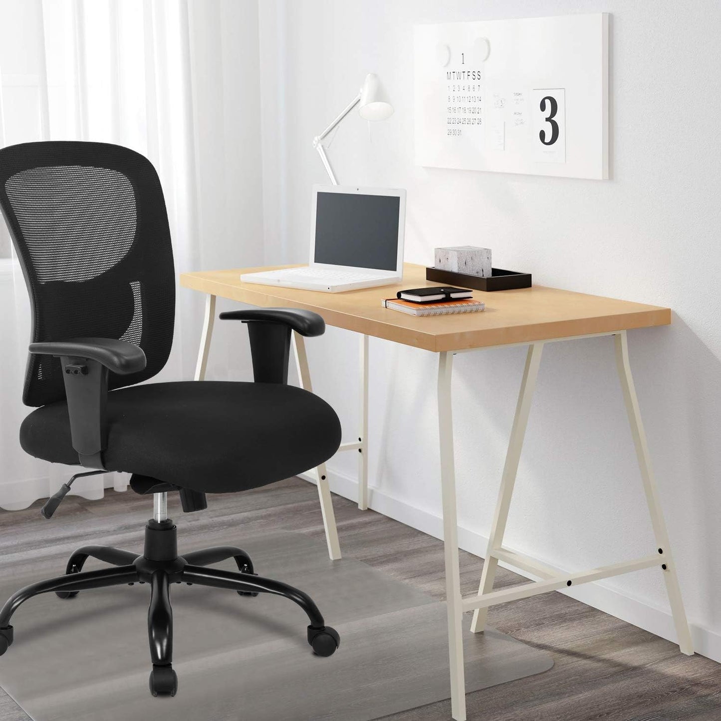 Big and Tall Office Chair 500Lbs Desk Chair Mesh Computer Chair with Lumbar Support Wide Seat High Back Task Executive Ergonomic Chair for Home Office (Black)