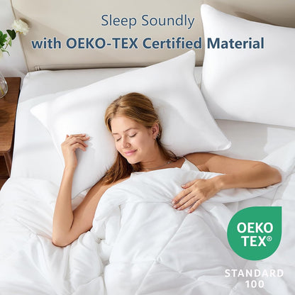 Soft Supportive Bed Pillows for Side and Back Sleepers, Oeko-Tex Certified down Alternative Filling, Hotel Quality Fluffy Sleeping Pillow, White, King - 19" X 34", 4 Pack