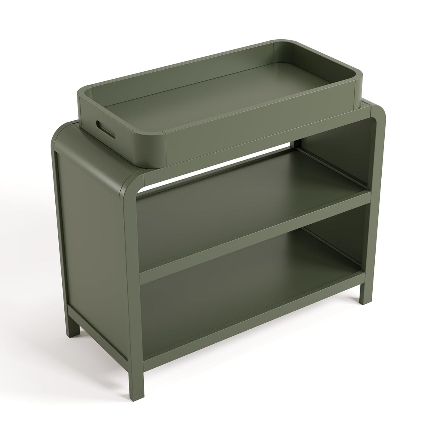 Santos Changing Table (Olive) – GREENGUARD Gold Certified Baby Changing Table, Solid Wood Changing Table for Baby, Removable Changing Topper Fits Standard-Size Changing Pad