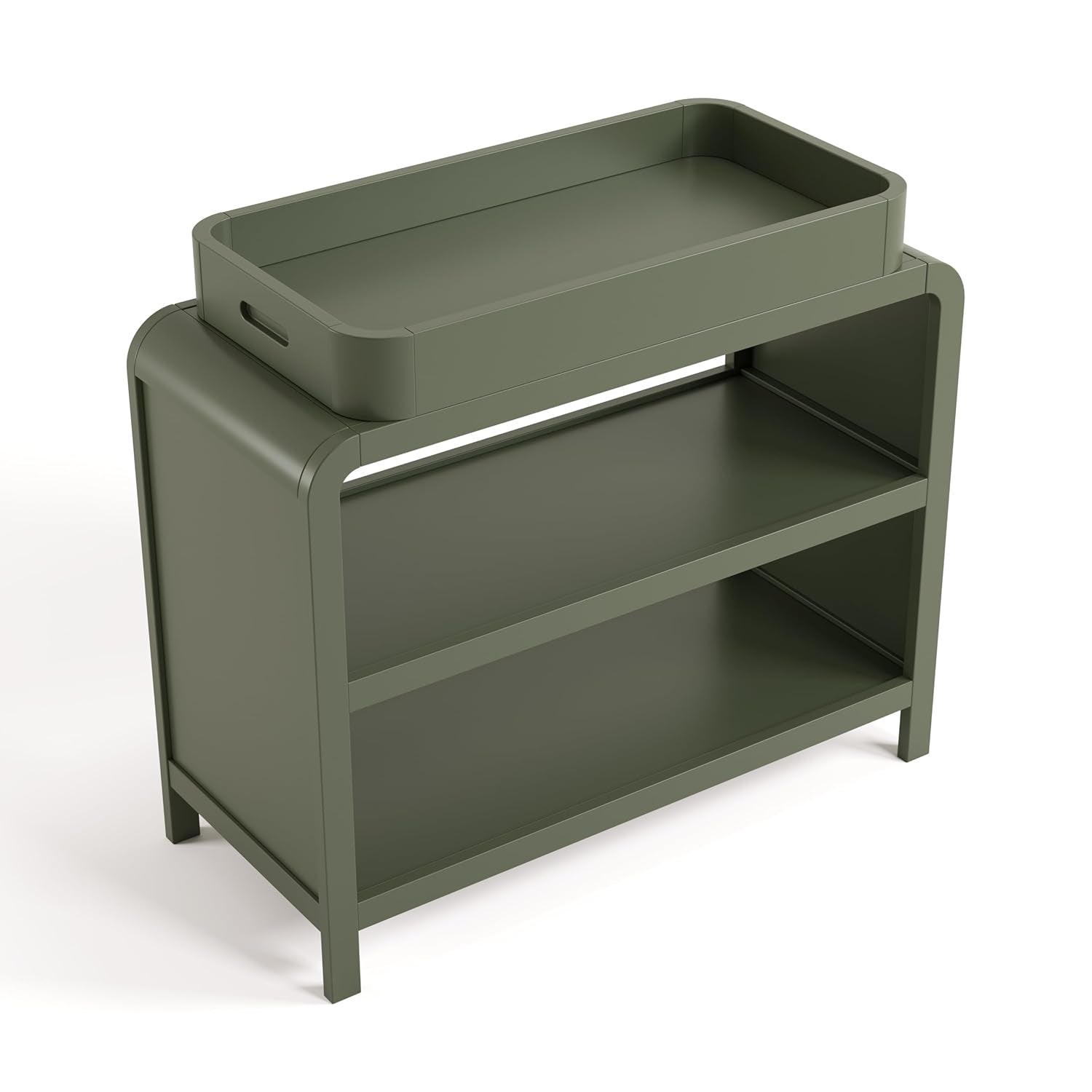 Santos Changing Table (Olive) – GREENGUARD Gold Certified Baby Changing Table, Solid Wood Changing Table for Baby, Removable Changing Topper Fits Standard-Size Changing Pad