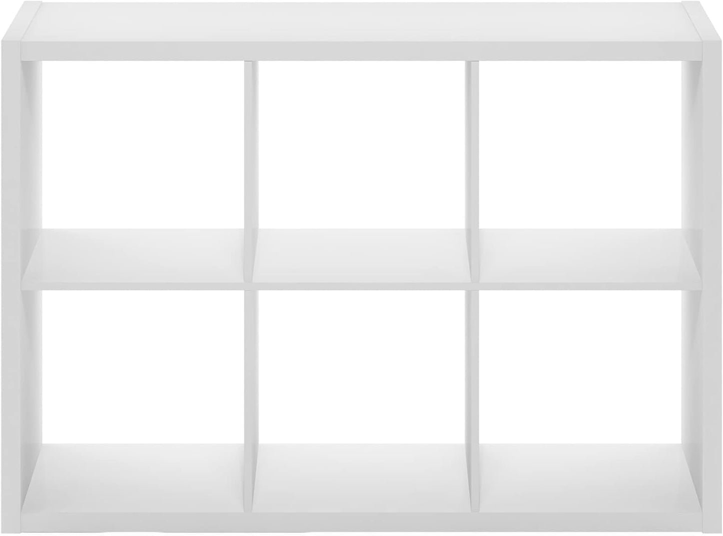 CUBICLE Book Shelf, 6-Cube Bookshelf, Extra Thick Frame Horizontally & Vertically Reversible Bookcase with Open Back, 14.6" X 44" X 30", for Living Room, Bedroom, Home Office, White