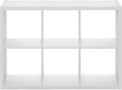 Cubicle Book Shelf, 6-Cube Bookshelf, Extra Thick Frame Horizontally & Vertically Reversible Bookcase with Open Back, 14.6" X 44" X 30", for Living Room, Bedroom, Home Office, White