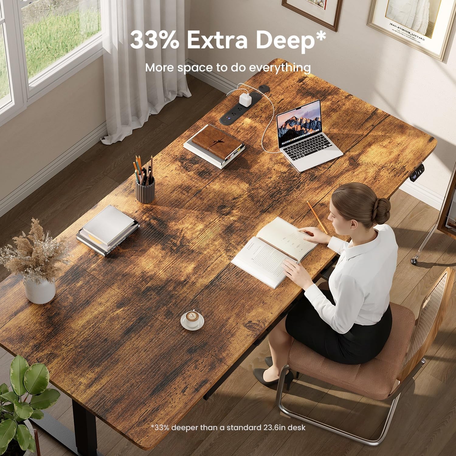 Electric Standing Desk, Extra Large 79 X 31.5 Inches Height Adjustable Table with Outlets, Sit Stand Computer Desk with Drawers for Home Office, Ergonomic Rising Workstation, Rustic Brown