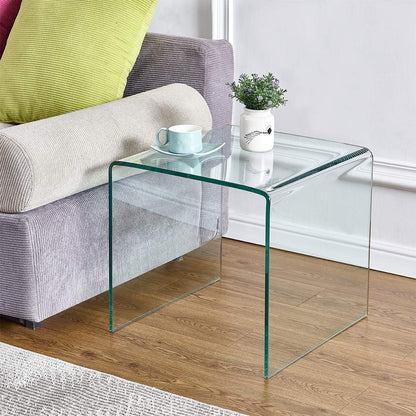 Glass End Side Table for Living Room Nightstand Bedside Table Small Coffee Table(19.7" X15.7X17.7) (20X16X18)