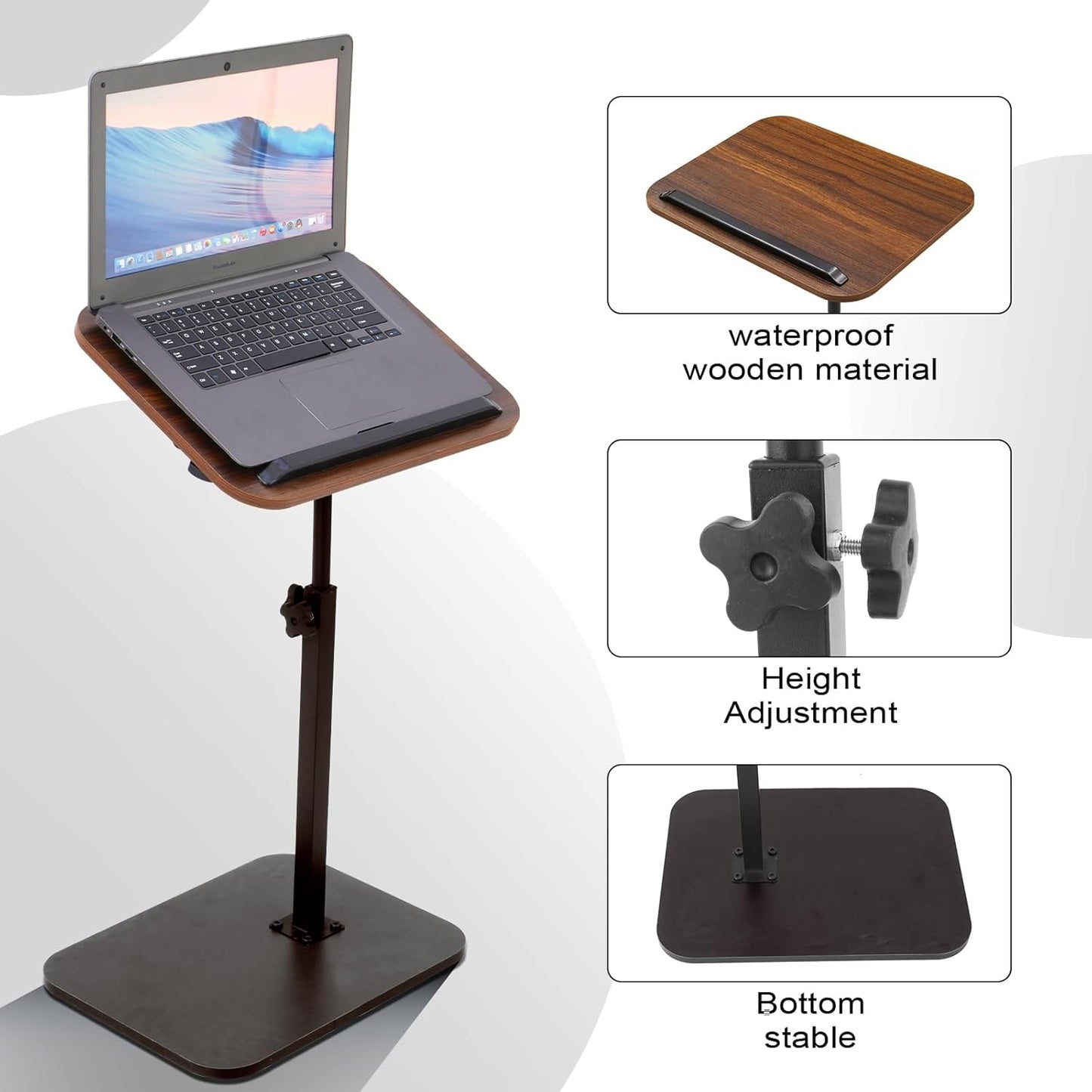 Sofa Tray Table - Folding Swivel Laptop Desk for Couch, Bed, Recliner, Portable Multi-Angle Armrest Tray (15.7"X11.8") 360° Rotating Height Adjustable