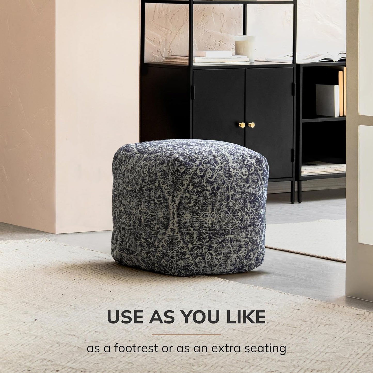 100% Handmade & Handcrafted Comfortable Home Décor Pouf Ottoman Footrest for Living Room, Bedroom, Nursery, Kidsroom, Patio Furniture - Hanalei