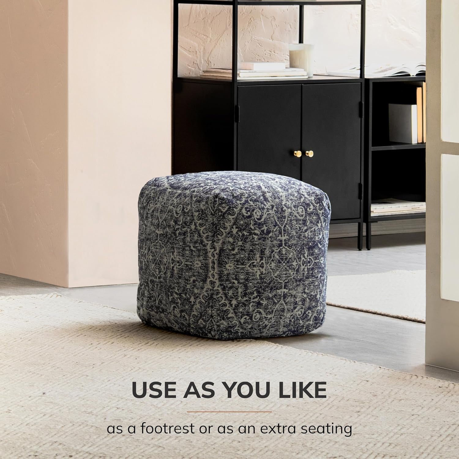 100% Handmade & Handcrafted Comfortable Home Décor Pouf Ottoman Footrest for Living Room, Bedroom, Nursery, Kidsroom, Patio Furniture - Hanalei