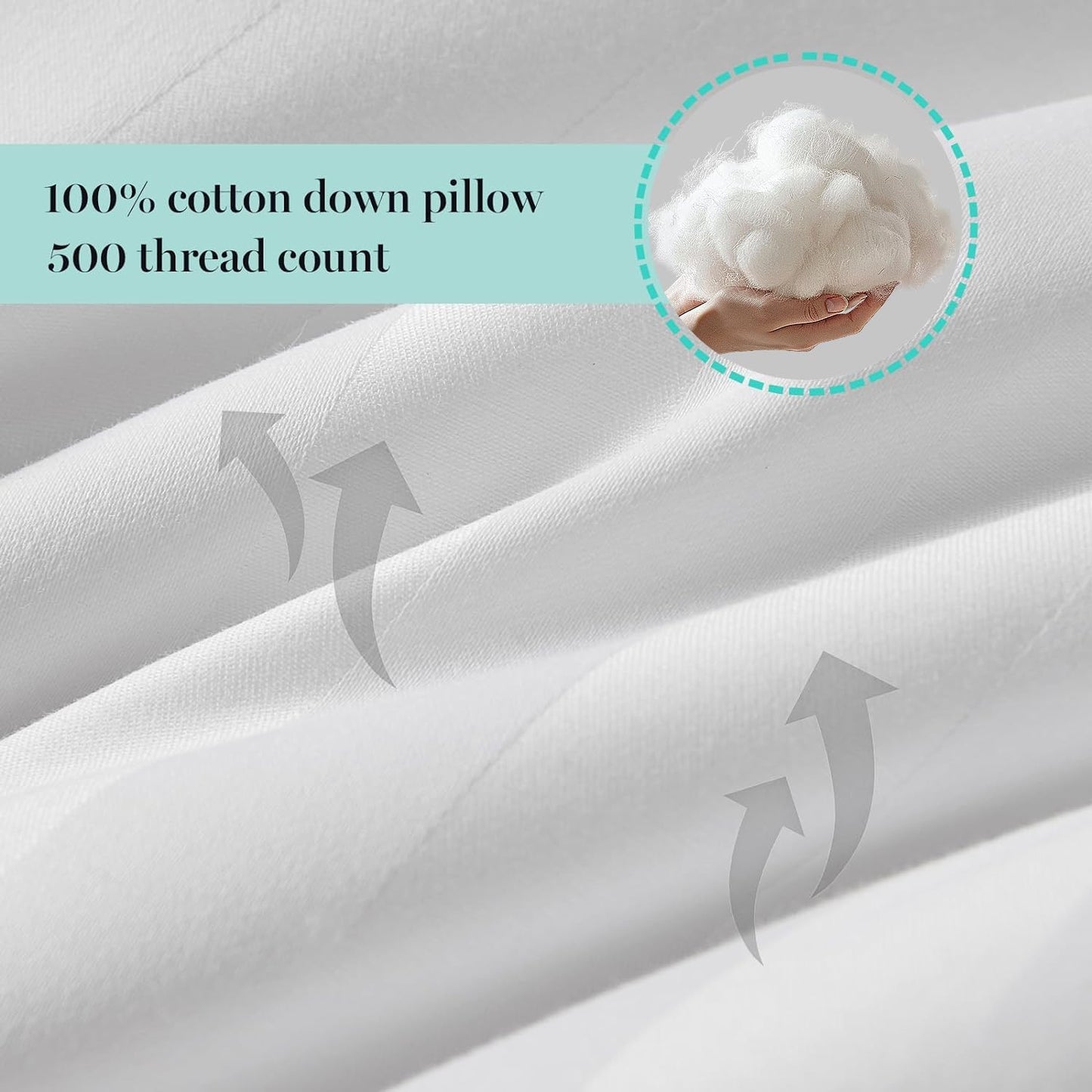 Hotel Collection Bed Pillows 100% Cotton 500 Thread Count Damask Stripe Embroidered King Size Set of 2