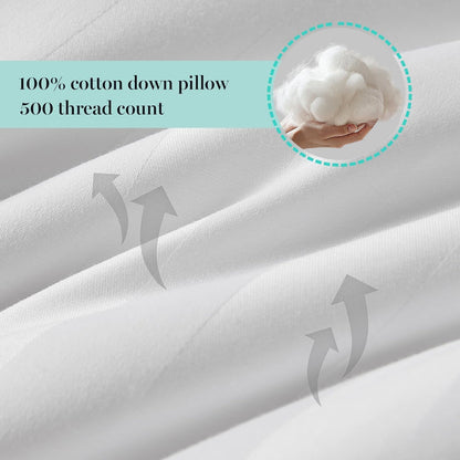 Hotel Collection Bed Pillows 100% Cotton 500 Thread Count Damask Stripe Embroidered King Size Set of 2
