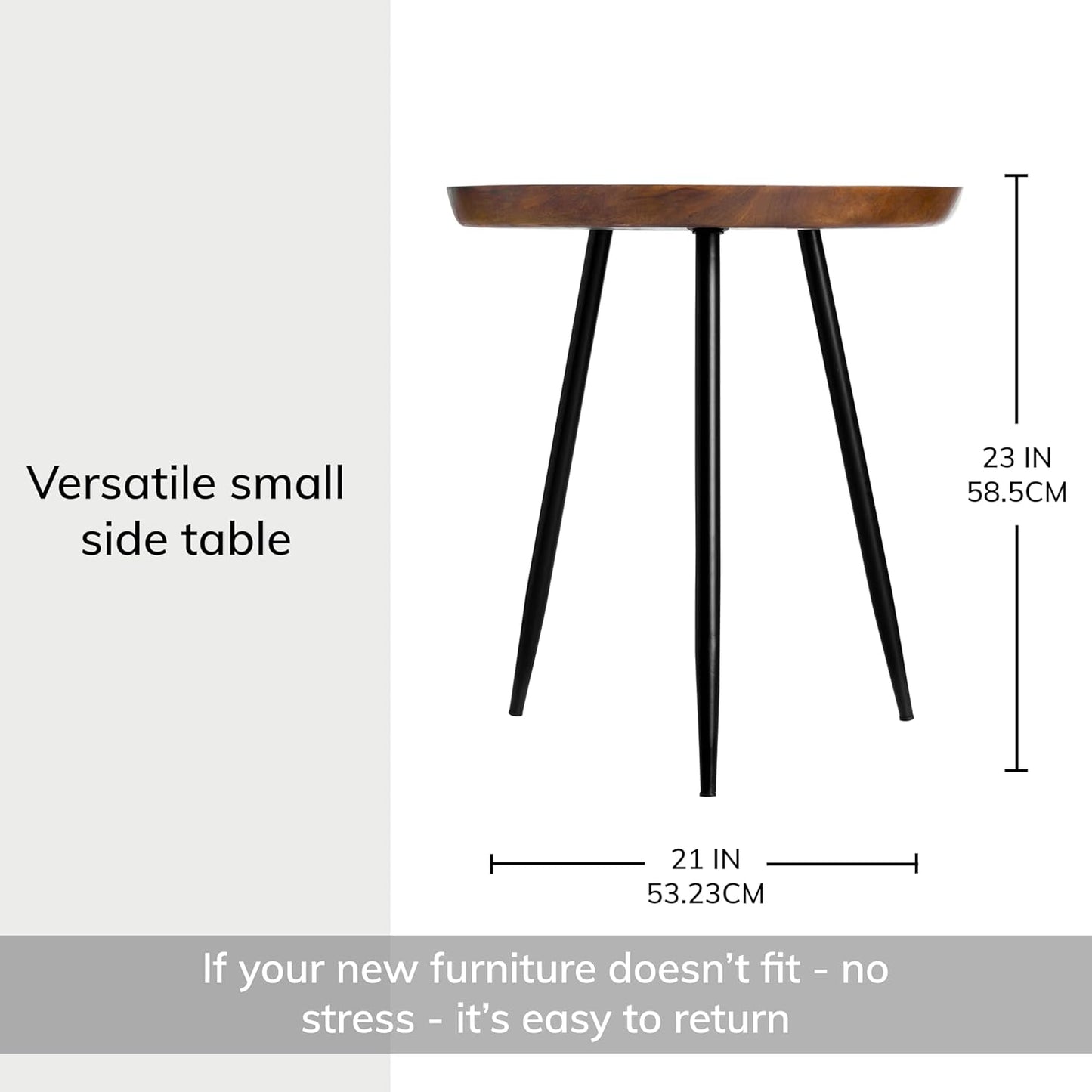 Modern Side Table-Dilan Tri Pin End Table. Exclusively Designed Hand-Crafted Small Nightstand. Solid Wood round End Table.Contemporary Accent Table for Bedrooms, Living Rooms and Home Office