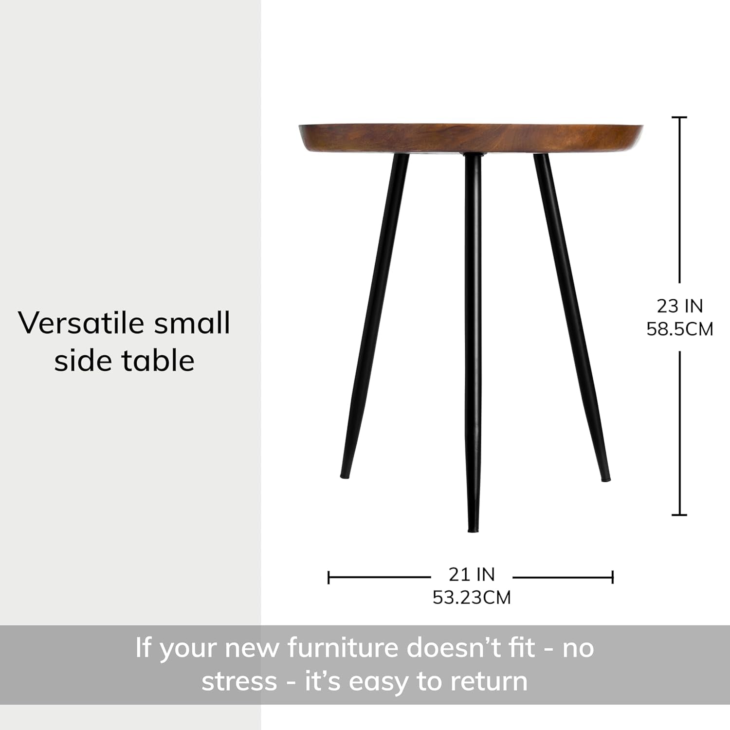 Modern Side Table-Dilan Tri Pin End Table. Exclusively Designed Hand-Crafted Small Nightstand. Solid Wood round End Table.Contemporary Accent Table for Bedrooms, Living Rooms and Home Office