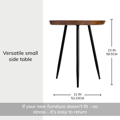 Modern Side Table-Dilan Tri Pin End Table. Exclusively Designed Hand-Crafted Small Nightstand. Solid Wood round End Table.Contemporary Accent Table for Bedrooms, Living Rooms and Home Office