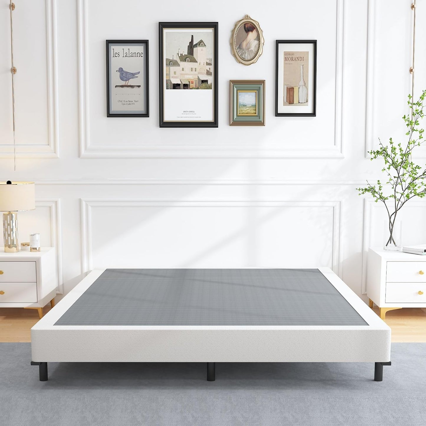 5 Inch Heavy Duty Metal Box Spring Mattress Foundation 3000Lbs Max Weight Capacity/Non-Slip/No Noise/Easy Assembly/Easy Clean Cover,King