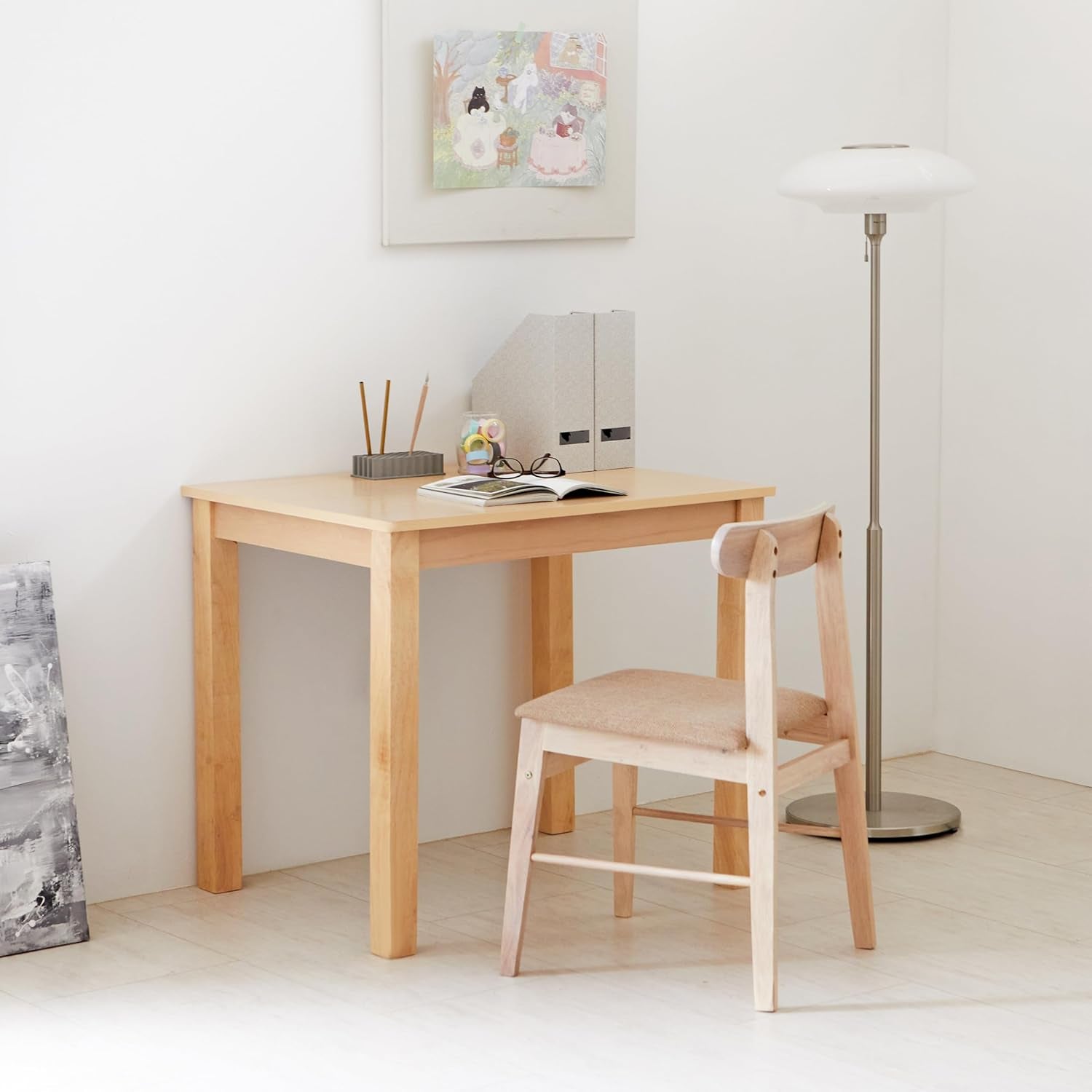 Cabin 33.5" Wooden Dining Table/Small Rectangular Modern Farmhouse Solid Wood Kitchen Table Desk (Natural)