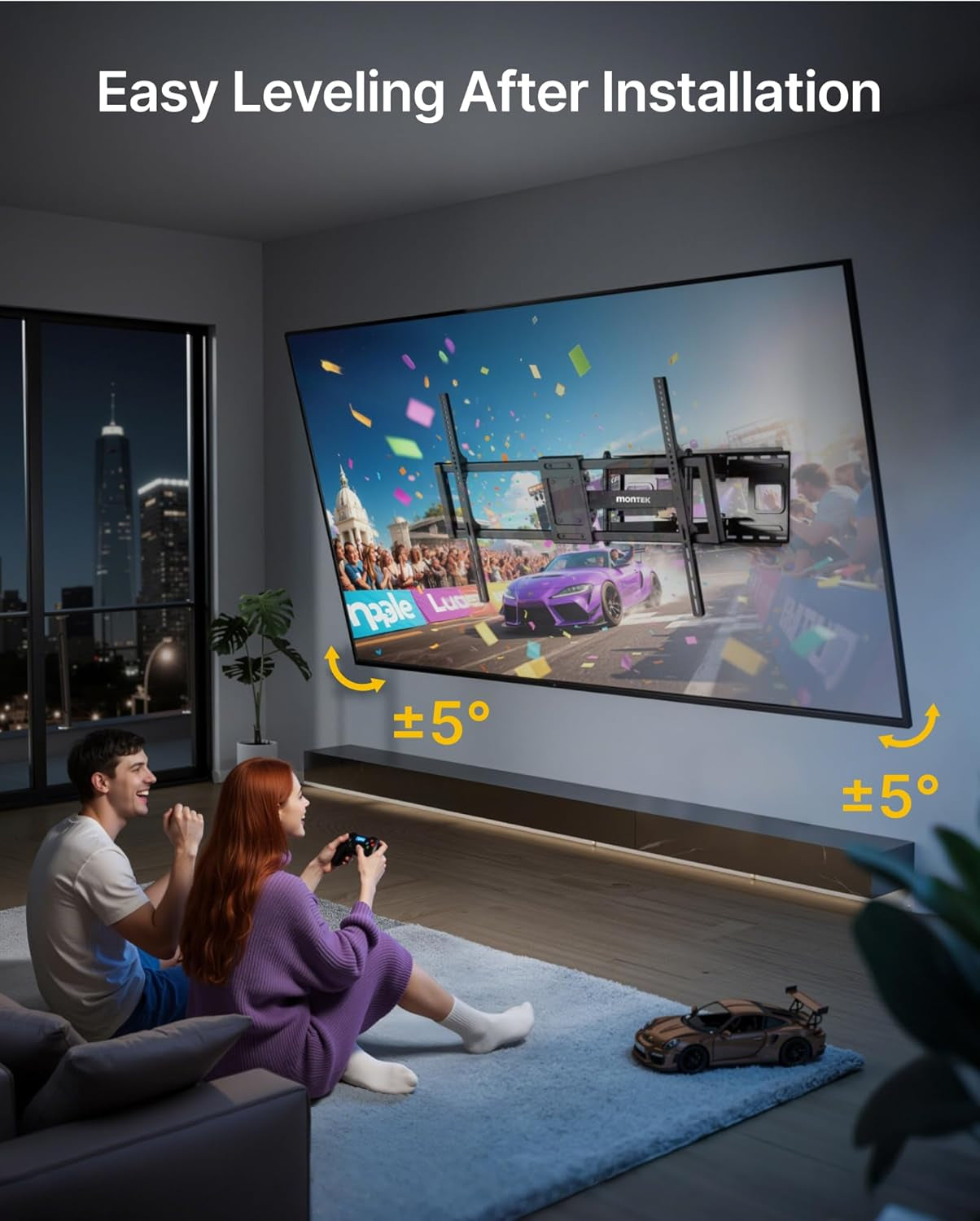 Heavy Duty XXL Full Motion TV Wall Mount for 60-120 Inch Extra Large Tvs, Holds 265 Lbs, Max VESA 900X600, 27.7" Extension, Swivel & Tilt, Preassembled, Fits 12–24" Studs, LED/LCD/OLED 4K/8K