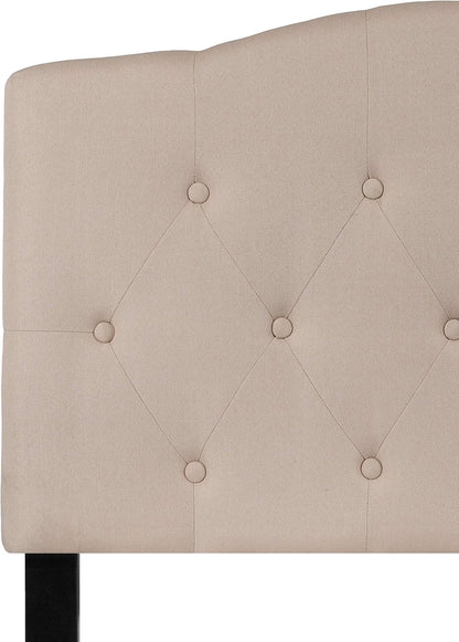 Cambridge Tufted Upholstered Twin Size Headboard in Beige Fabric